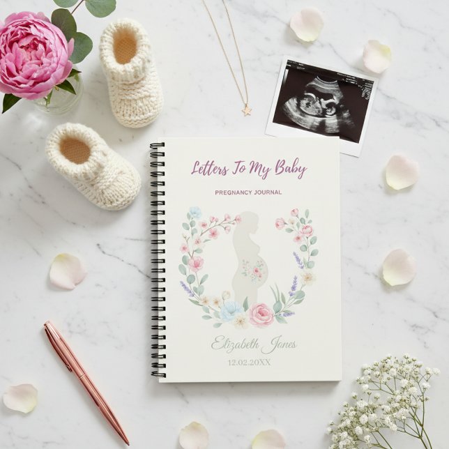 Caderno Espiral Soft Beige Floral Pregnancy Journal Keepsake (Criador carregado)