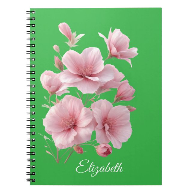 Caderno Espiral Soft Elegant Pink Floral Personalized (Frente)