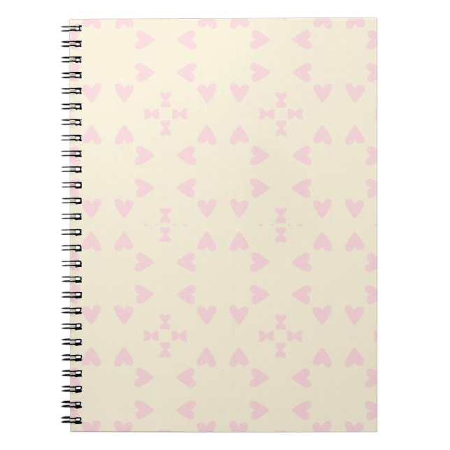 Caderno Espiral Soft Pink Heart Pattern – Cute Aesthetic Seamless  (Frente)