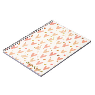 Caderno Espiral Soft Pink Hearts Seamless Pattern
