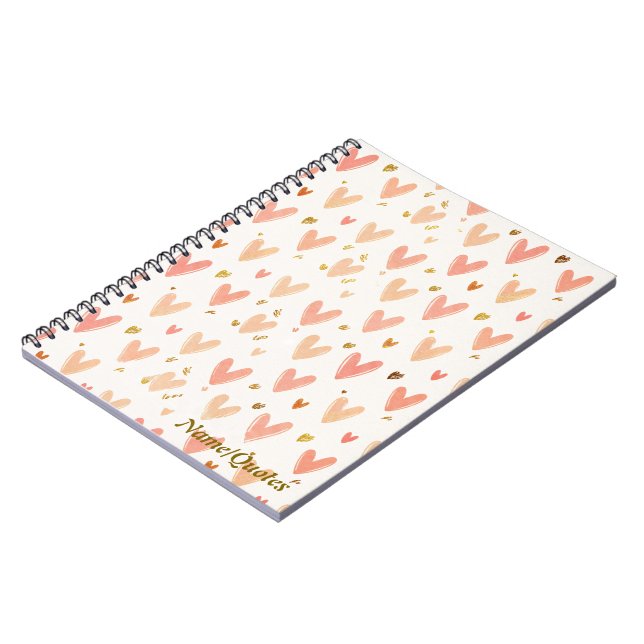Caderno Espiral Soft Pink Hearts Seamless Pattern (Left Side)