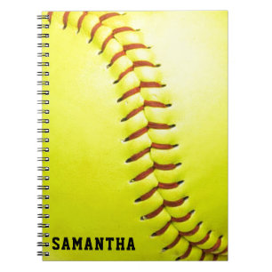 Caderno Espiral Softball amarelo personalizado