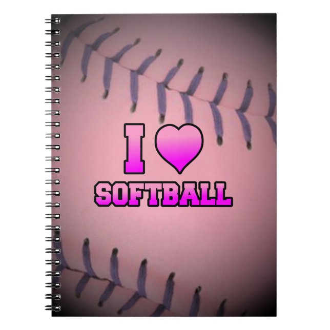 Caderno Espiral Softbol Rosa Eu Amo (Frente)