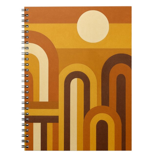 Caderno Espiral Sol & Arcos Design Geométrico Moderno de Meados do (Frente)