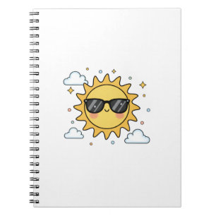 Caderno Espiral Sol Cartoon Sorridente Feliz - Sóis Kawaii Minimal