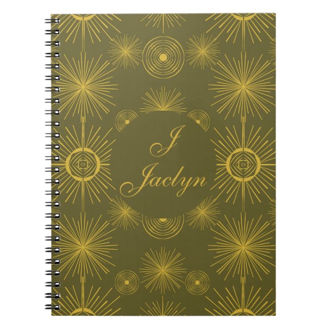Caderno Espiral Sol Celestial Stars Verde-Olival (Frente)