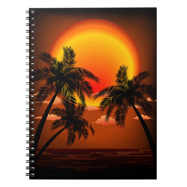 Caderno Espiral Sol quente e palmeiras (Frente)