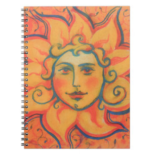 Caderno Espiral Sol sorridente, Fairytale Fantasy Art, Orange Yell
