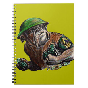 Caderno Espiral Soldado de cão-buldogue Sgt. Rover
