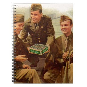 Caderno Espiral Soldas WII da década de 1940 com doce de casa