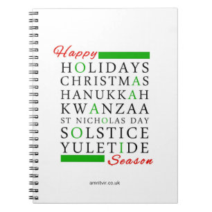 Caderno Espiral Solstício Yuletide de Kwanzaa Hanukkah do Natal