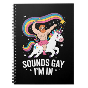 Caderno Espiral Som Gay Estou Em Homem Vestindo Saia Unicórnio LGB
