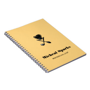 Caderno Espiral Sombra de chapéu de chef e colheres bege