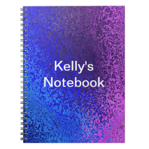 Caderno Espiral Sombras brilhantes do nome da adição azul e roxa