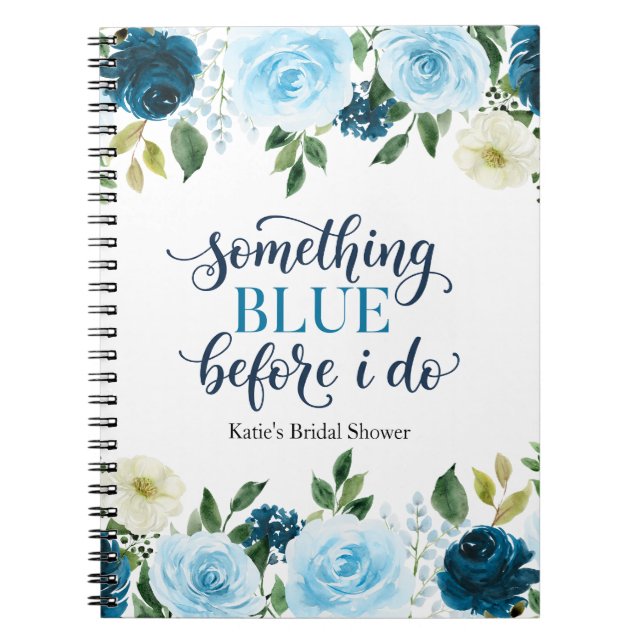 Caderno Espiral Something Blue Before I Do Navy Floral (Frente)