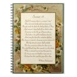 Caderno Espiral Soneto 18 de Shakespeare