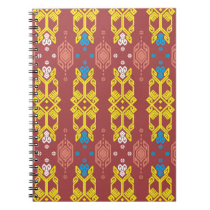 Caderno Espiral Songket Tenun Geometrik Seamless Pattern with Crea