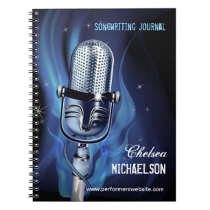 Caderno Espiral Songwriting fumarento dos executores do microfone