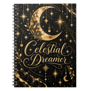 Caderno Espiral Sonhador Celestial Lua e Estrelas