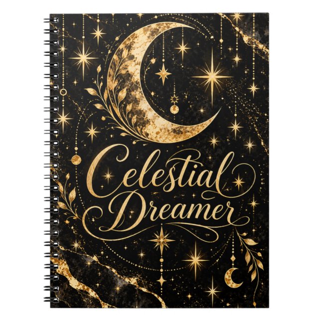 Caderno Espiral Sonhador Celestial Lua e Estrelas (Frente)