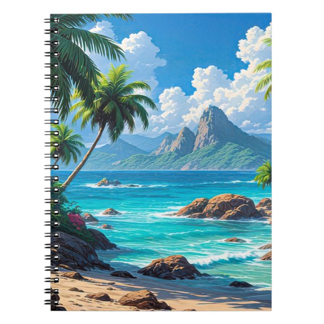 Caderno Espiral Sonhe, Paraíso Tropical, (Frente)