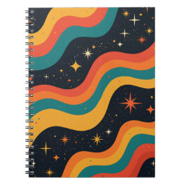 Caderno Espiral Sonho Cósmico Vintage Groovy Ondulado Retro dos An