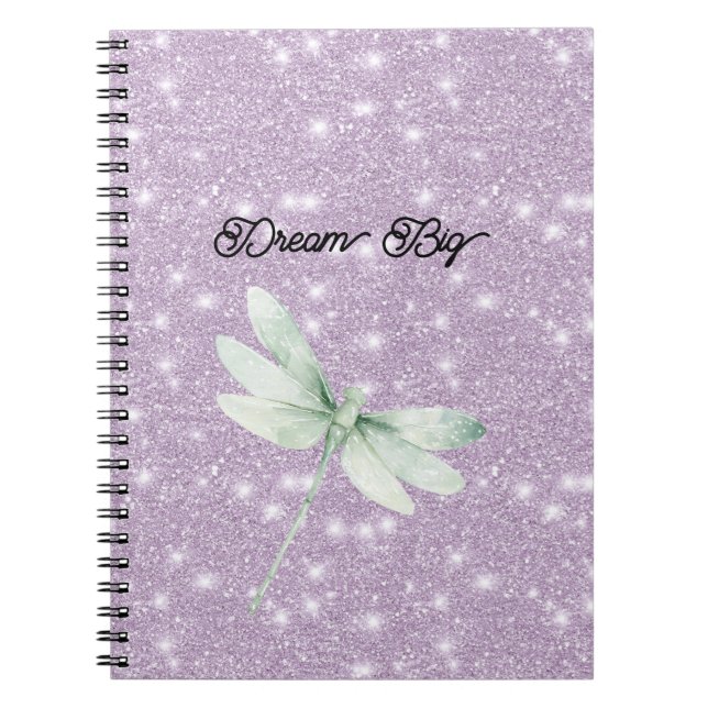 Caderno Espiral Sonho de Libélula de Pistache de Menta com Purpuri (Frente)