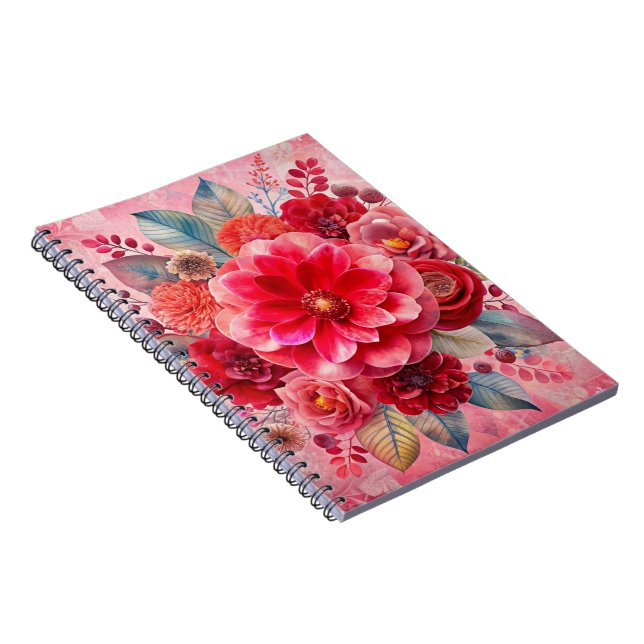 Caderno Espiral Sonho Floral Luxo com Flores e Abstrato de Pastel (Lado Direito)