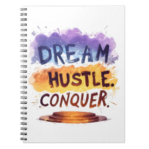 Caderno Espiral Sonho. Hustle. Conquiste. - Tipografia motivaciona