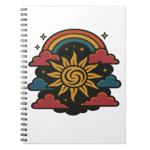 Caderno Espiral Sonhos Celestiais - Sol Retroativo e Arte Tarot Ar