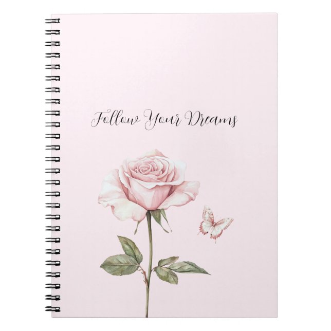 Caderno Espiral Sonhos de Borboleta Rosa Branca (Frente)
