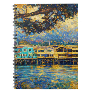 Caderno Espiral Sonhos Dourados do Porto de Monterey inspirados em