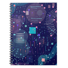 Caderno Espiral Sonhos Profundos Azuis Arte Abstrata