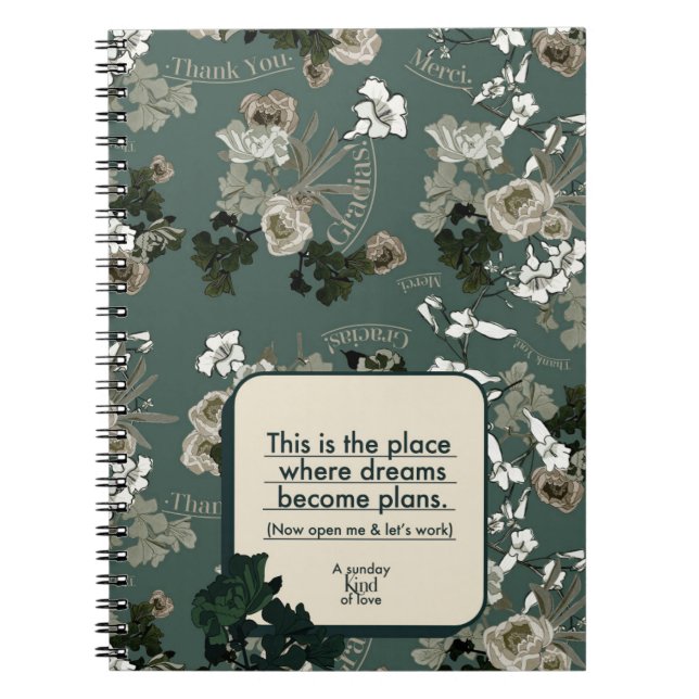 Caderno Espiral Sonhos se tornam planos (Frente)