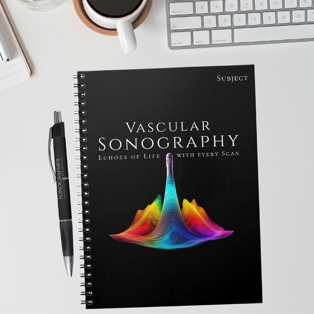 Caderno Espiral Sonógrafo Colorido Vascular Ondas De Ultrassons (Vascular Sonographer-Colorful Ultrasound Waves Notebook)