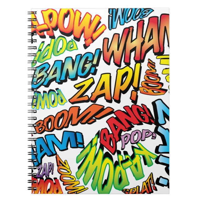 Caderno Espiral Sons de Pop de Arte Retro Comic Book (Frente)