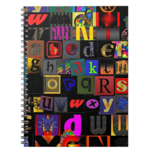Caderno Espiral Sopa de Letras, design de letras mosaico, colorido