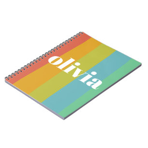 Caderno Espiral Sorbet Rainbow Colors Nome Personalizado Summer