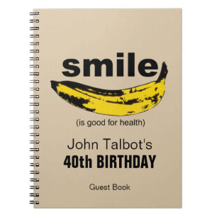 Caderno Espiral Sorrir é bom para o Guestbook do aniversário de 