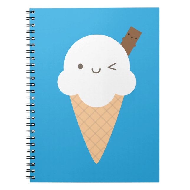 Caderno Espiral Sorvete Cone Kawaii (Frente)
