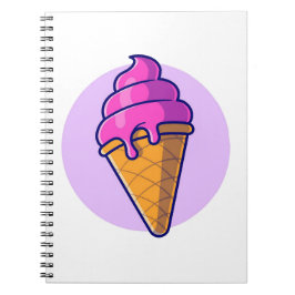 Caderno Espiral Sorvete de Cartoon Bonito Cone