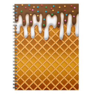 Caderno Espiral sorvete De Chocolate De Waffle Cone E Vanilla 