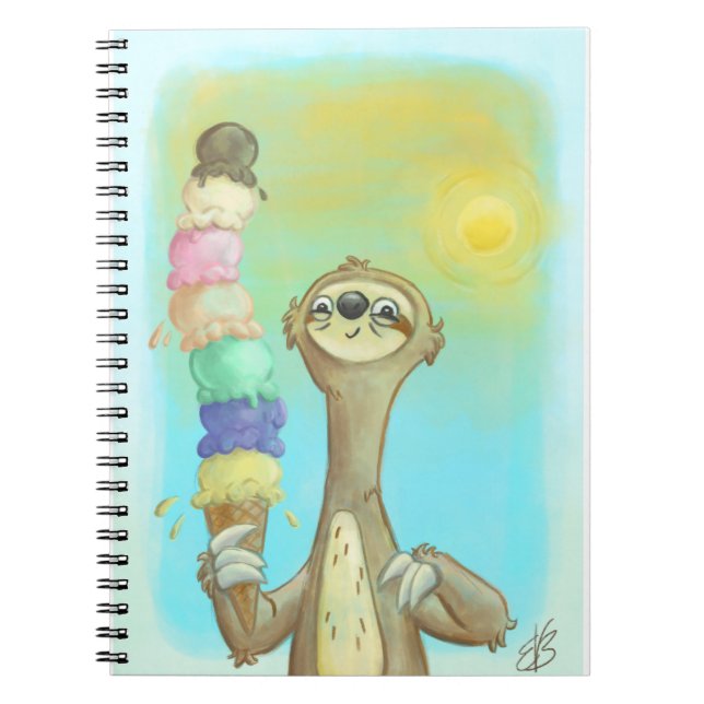 Caderno Espiral Sorvete dos amores das preguiças! (Frente)
