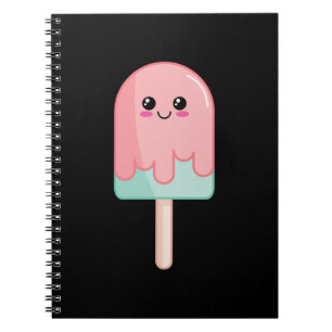 Caderno Espiral Sorvete Face Kawaii Comida Art