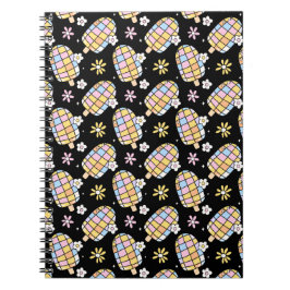 Caderno Espiral Sorvete Floral Doce – Padrão Caprichoso de Verão 