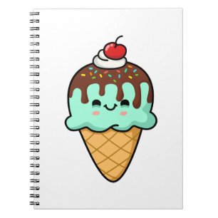Caderno Espiral Sorvete Kawaii bonito