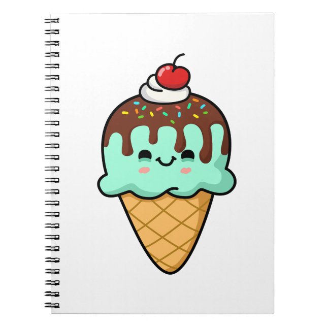 Caderno Espiral Sorvete Kawaii Cute Cone (Frente)