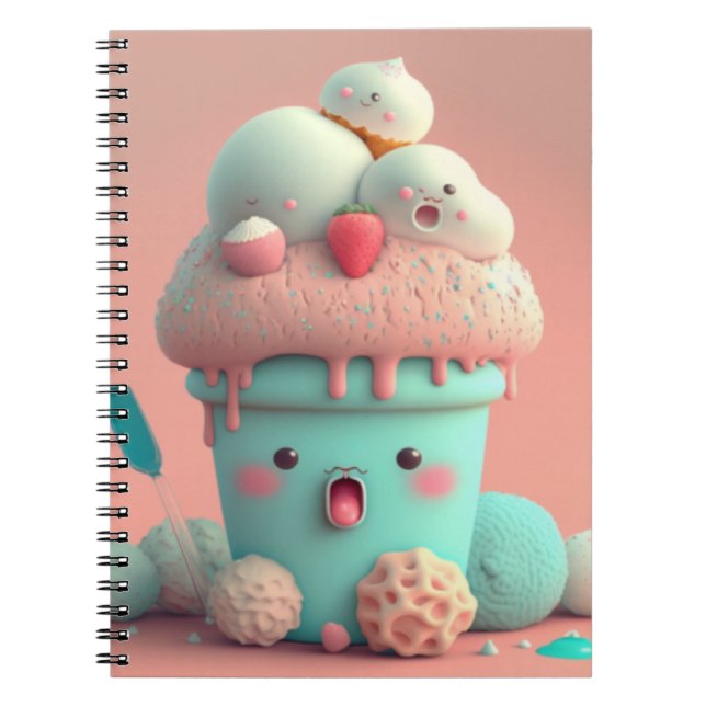 Caderno Espiral Sorvete notebook rosa e giro (Frente)