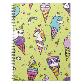 Caderno Espiral Sorvete pop Cute: Padrão Animal