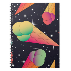 Caderno Espiral Sorvete Retroativo, Neon Cósmico.